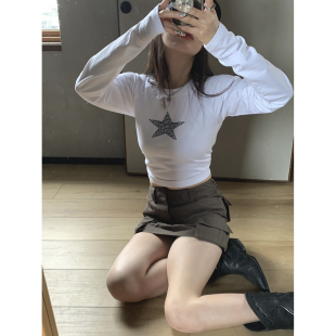 00NEW夏季 上衣 女 长袖 修身 THESUMEY 星星亮片印花