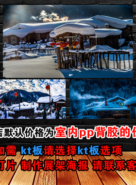 雪乡原景高清防水自粘墙贴