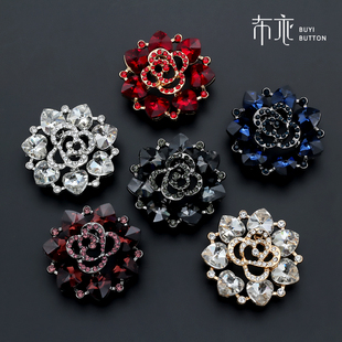 新款 高档镂空花朵钮扣扣子大衣貂皮皮草裘皮羊绒水钻纽扣貂毛呢