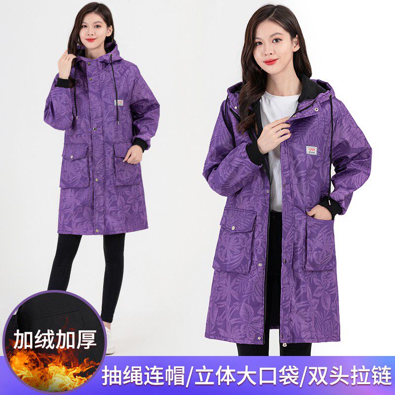 女士罩衣冬天加绒加厚加长家居可外穿成人个性时尚棉服厂家女护衣
