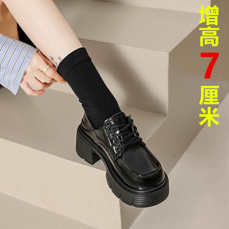 乐福鞋女粗跟圆头单鞋34码