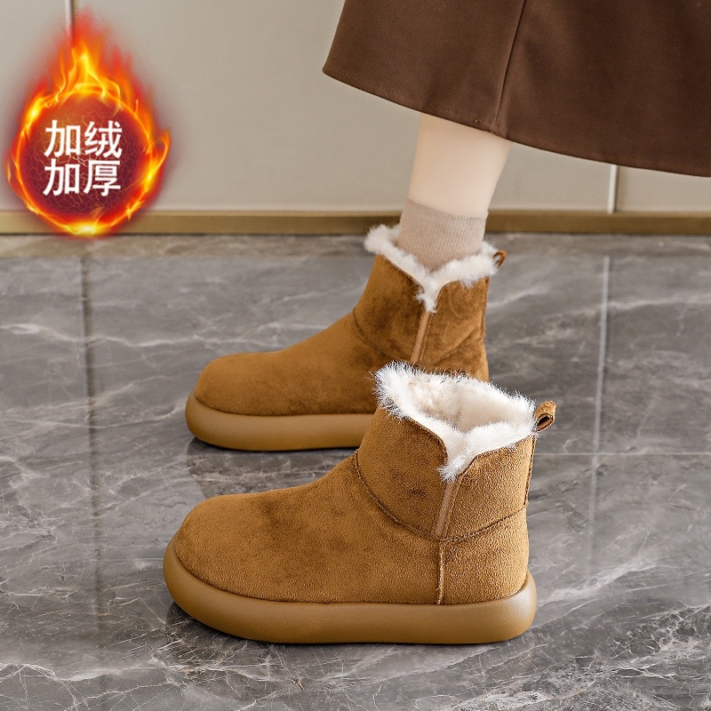 加绒保暖棉鞋一脚蹬勃肯棉靴34
