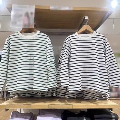 春夏新款童装条纹长袖T恤打底衫