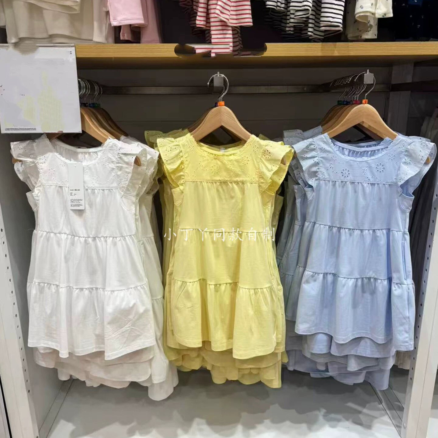 JM483390 夏季童装女童拼接连衣裙短袖裙子纯色休闲甜美公主裙
