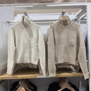 480490 秋冬女装舒芙蕾拉链针织开衫小高领毛衣外套宽松休闲上衣