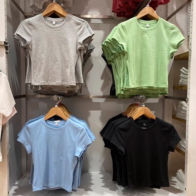 夏季女装高腰修身短袖T恤