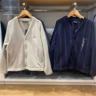 484125/483980 秋冬男装女装摇粒绒宽松印花开衫外套大V领上衣