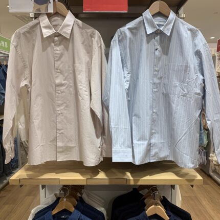 477642 476025 春季新款男装女装宽松条纹衬衫百搭长袖衬衣外套