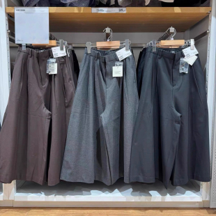 479698 秋冬新款女装打褶裙裤 显气质高腰休闲裤阔腿裤七分裤