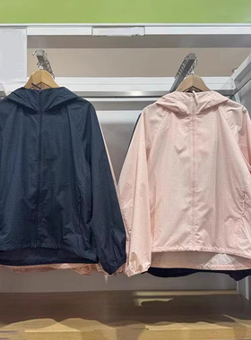 474895 夏季女装便携式防紫外线连帽防晒衣外套 格纹轻薄皮肤衣