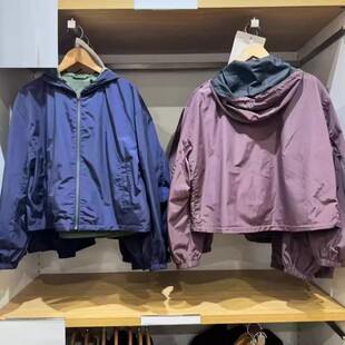 防风连帽拉链短外套宽松休闲夹克长袖 484022 女装 合作款 上衣 春季