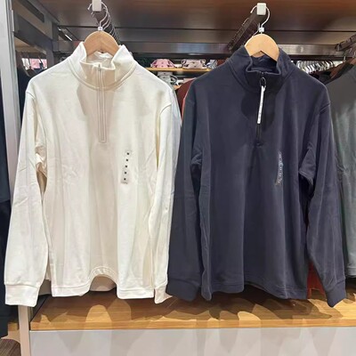 秋冬运动休闲半拉链套头衫