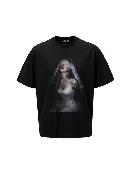 Dehz Prison Shadow American Retro Style Non-Printed Short-Sleeved T-Shirt for Men, Summer Loose Casual Versatile Top