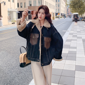【新款现货】毛绒拼接牛仔小个子派克外套270-7111P205控278图片