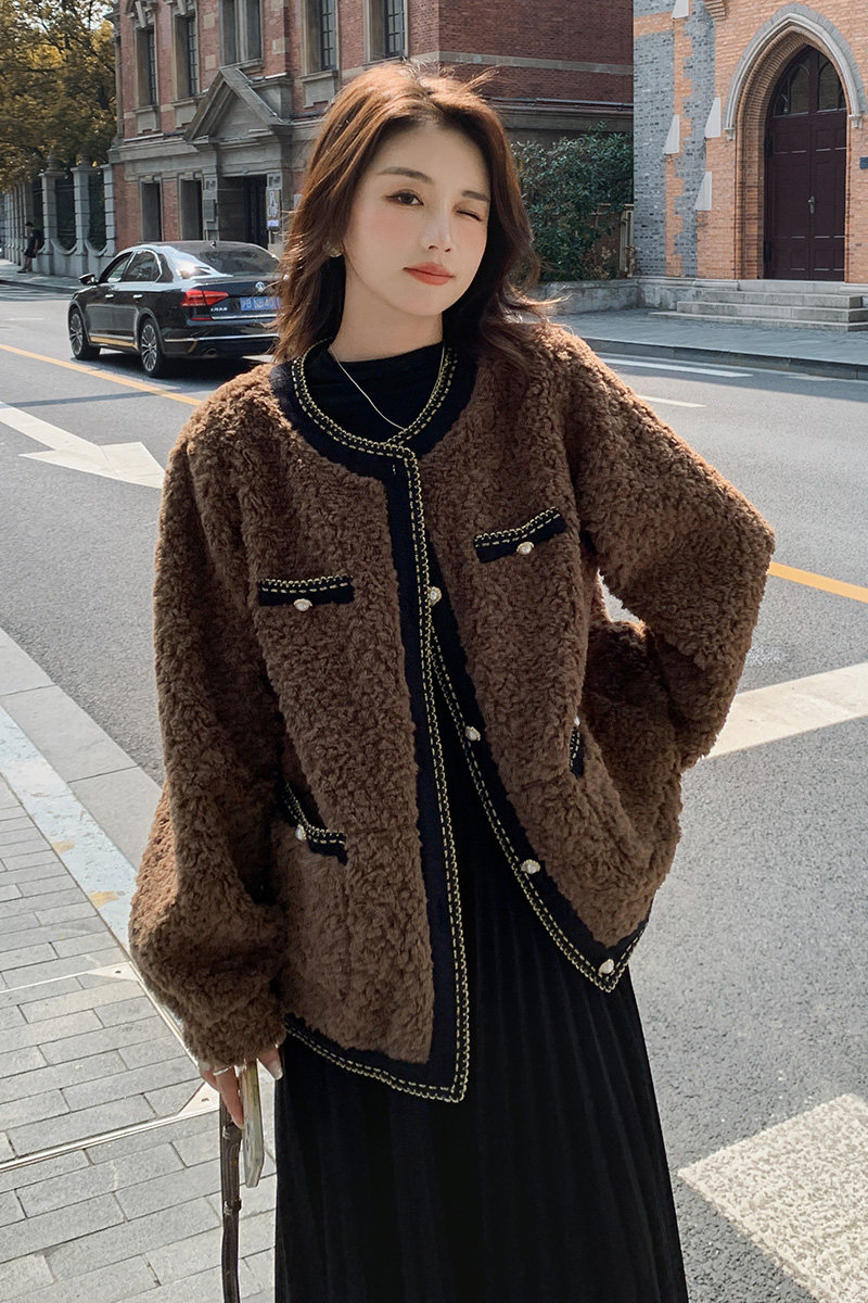 【新款】金属扣小香风羊羔毛外套270-2280P165控238,女装棉衣/棉服,浙宝270