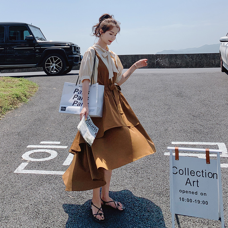 小清新甜美泡泡袖连衣裙女春夏设计感小众2025新款假两件初恋长裙,女装连衣裙,浙宝270 小清新甜美泡泡袖连衣裙女春夏设计感小众2025新款假两件初恋长裙,女装连衣裙,浙宝270