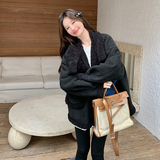 【新款】现货高级黑皮毛一体立领外套270-7126P225控328，女装皮草，浙宝270