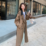 2025秋季现货长款皮领拼接休闲宽松风衣外套270-8902P160控228，女装风衣，浙宝270