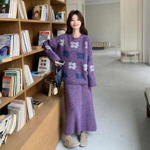 【26新款现货】温柔慵懒风紫色针织套装270-7207P155控248图片