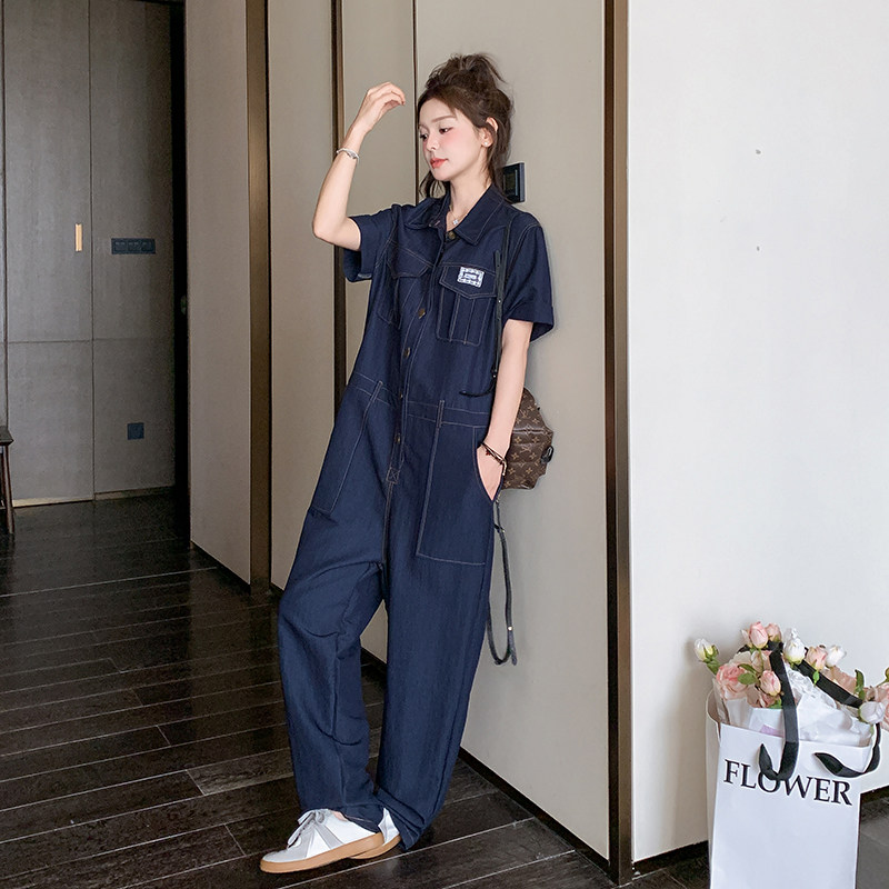 【新款】防牛仔藏青色工作连体裤270-8223P135控198,女装连体裤,浙宝270