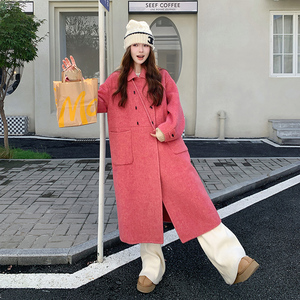 【新款】现货 树莓红带小挎包双面毛呢大衣270-7108P275控378图片