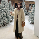 【现货】中长款摇粒绒羊羔毛皮毛一体外套270-7116P265控358，女装皮草，浙宝270