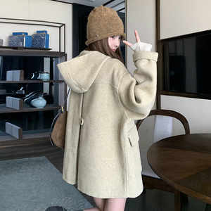 【现货】香草绿连帽双面毛呢大衣270-8967P235控345图片