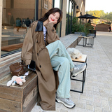 2025秋季现货长款皮领拼接休闲宽松风衣外套270-8902P160控228，女装风衣，浙宝270