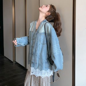 美式复古短款V领牛仔外套女春秋新款超火好看高级感小众夹克上衣,30岁高瘦男孩子夏天穿衣搭配图片