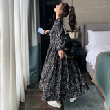 法式碎花连衣裙女2025年春季新款时尚复古PU皮马甲长裙，女装连衣裙，浙宝270