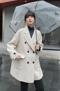 【新款-货源充足】双排扣双面羊毛大衣270-2265-P255控368图片