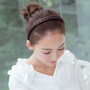 三个装新款带齿麻花辫子假发发箍 时尚围梳 宽边发箍假刘海发带