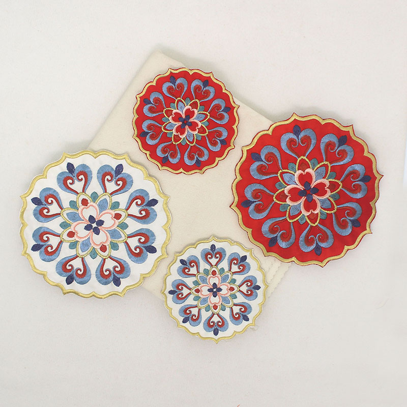 宝相团花绣片敦煌刺绣布贴