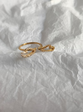 外贸饰品戒指潮流时尚镶嵌锆石翅膀个性小款黄铜材质镀真金指环