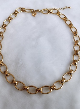 外贸饰品中古风潮流时尚精细简约大方气质黄铜材质裸链子短款项链