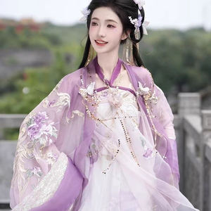 原创【芍药】唐制汉服女刺绣诃子裙改良汉元素齐胸套装2024超仙