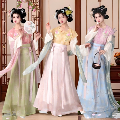 唐制复原汉服绣花唐褙圆领衫齐胸