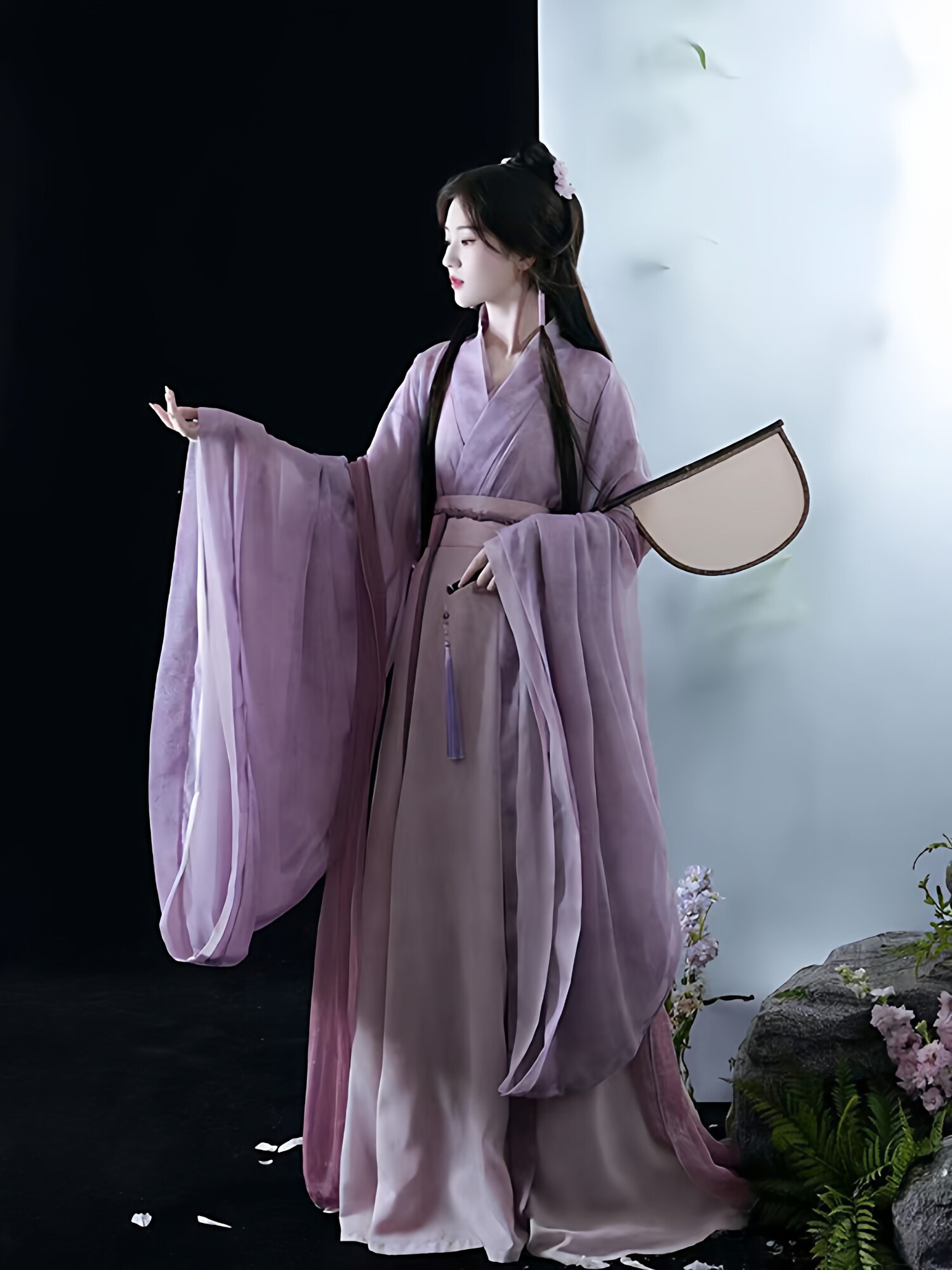 半夏正品魏晋风成人汉服女学生印花交领广袖中国风八破裙古装日常