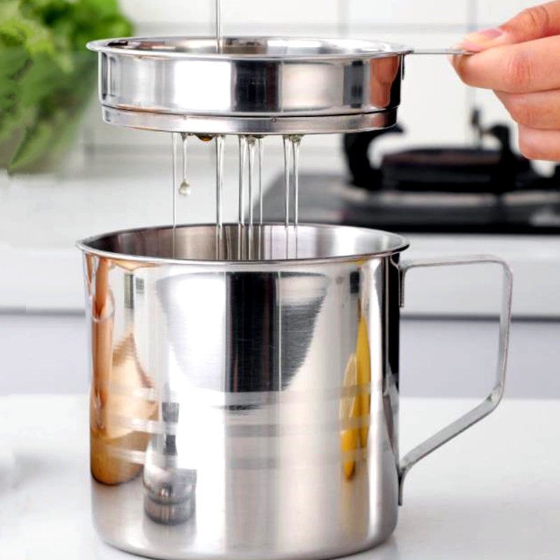 特大号油壶带盖带滤网304不锈钢厨房油罐油渣过滤隔油器家用油瓶