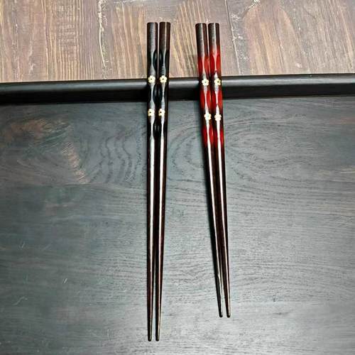 高档金花实木筷子尖头料理筷家用