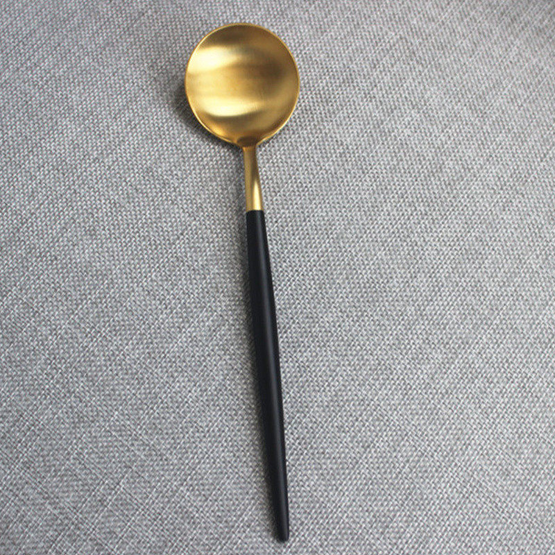 拉丝304不锈钢主餐勺金色勺子葡萄牙圆头勺长柄调羹吃饭喝汤匙勺,餐饮具,西餐勺,淘宝优惠券,粉丝福利购,淘宝优惠卷
