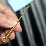 Латунная ухочистка для ушей, медный старомодный брелок для взрослых ручной работы