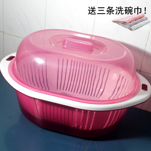 碗筷收纳架带盖厨房放碗碟沥水架餐具箱置物架 时尚 塑料碗柜双层装