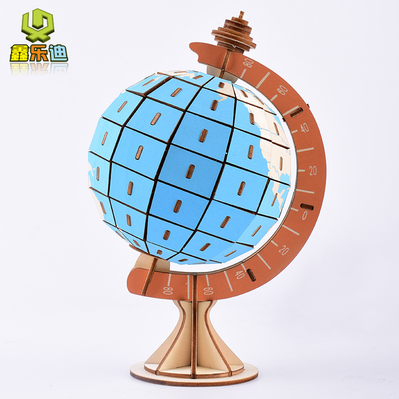 木头地球仪拼装模型 学生手工制作木质3d立体拼图玩具创意diy礼品