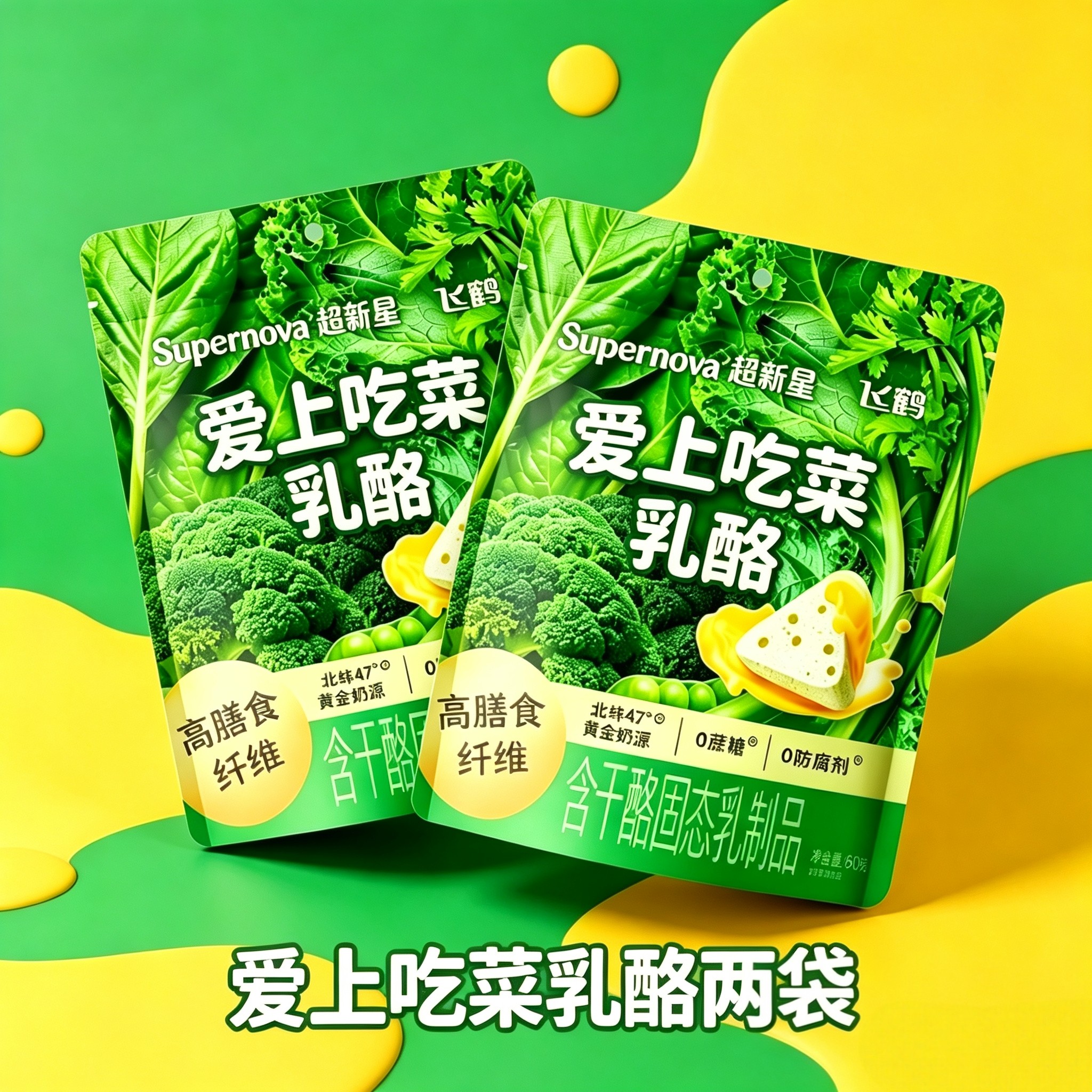 飞鹤三角奶酪爱上吃菜乳酪独立包装正品50g两袋补充膳食纤维零食