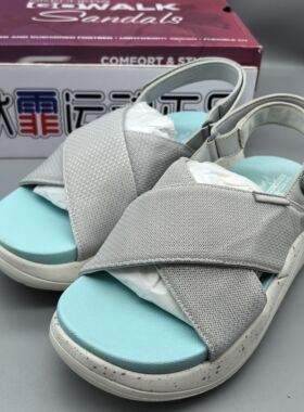 Skechers斯凯奇夏季女鞋时尚舒适轻便魔术贴厚底休闲凉鞋141514