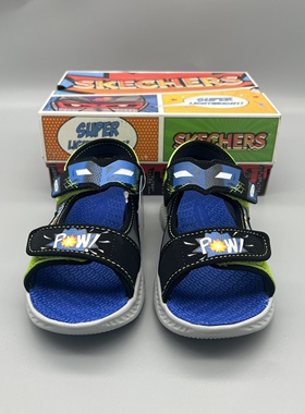 Skechers斯凯奇男童英雄主题新款魔术贴轻便透气休闲凉鞋402102L