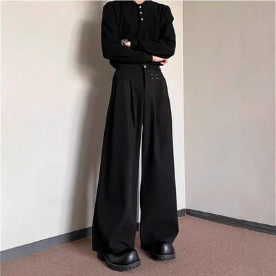 男款西裤le加厚拖地加绒c新款高级感裤子阔腿裤冬季直筒垂感anfit