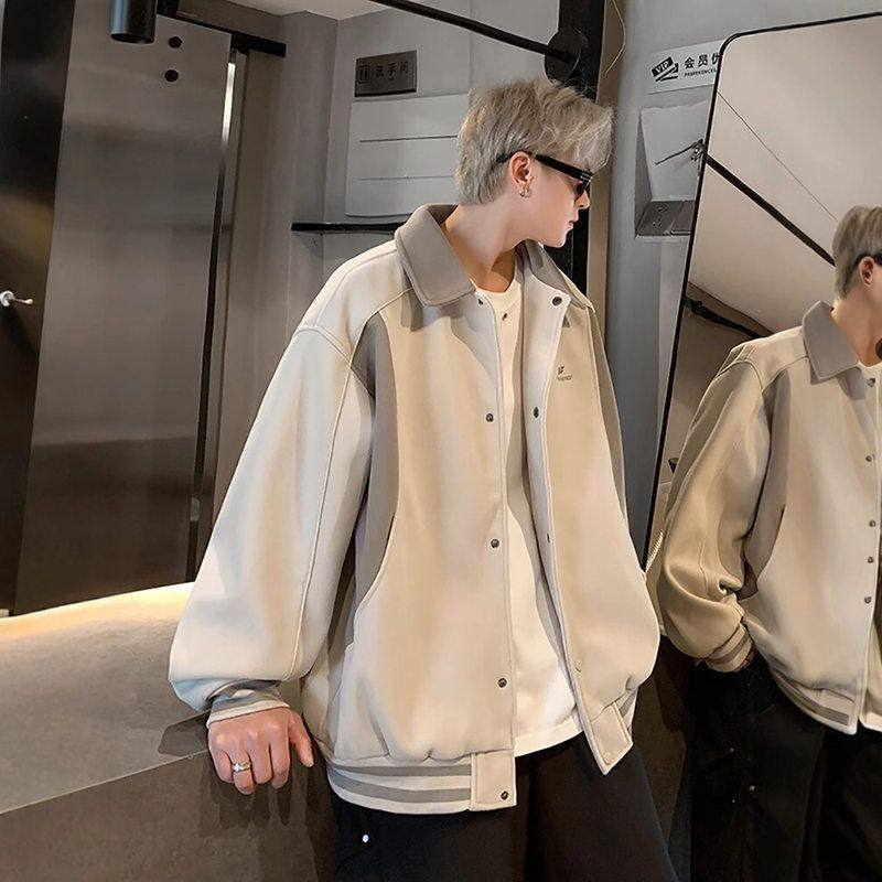 上衣夹克休闲小众高级感撞色美式古着设计感男重磅2025春秋季外套