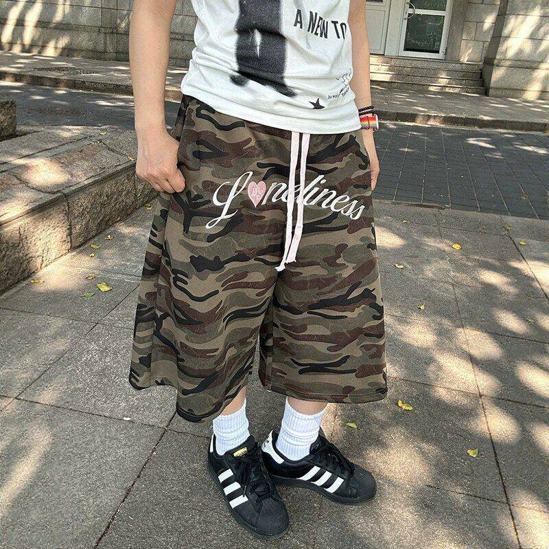 阔腿男女直筒抽绳短裤美式春夏季